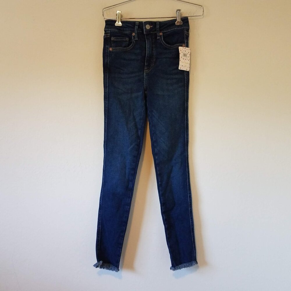Free People Jegging Women's 26 Deep Indigo Jeans Raw Hem High-Rise Blue OB893288